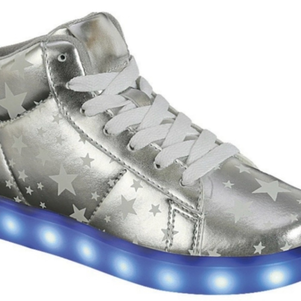 Forever 21 Metallic Silver Star Sneakers with LED Lights